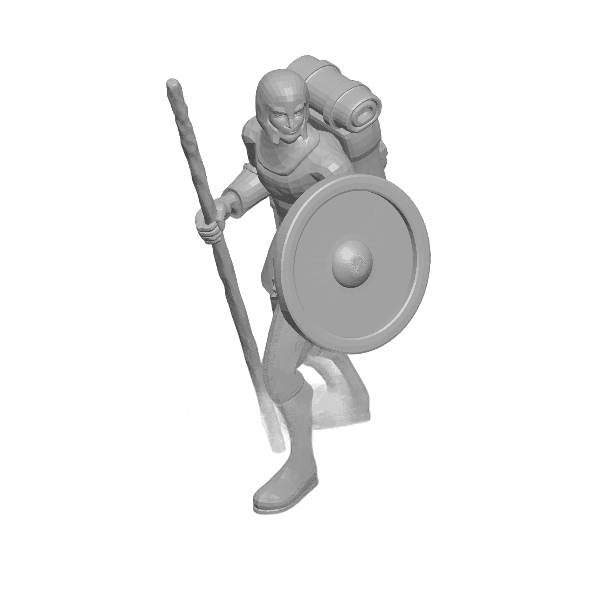 Aasimar Cleric with Staff of Healing and Shield