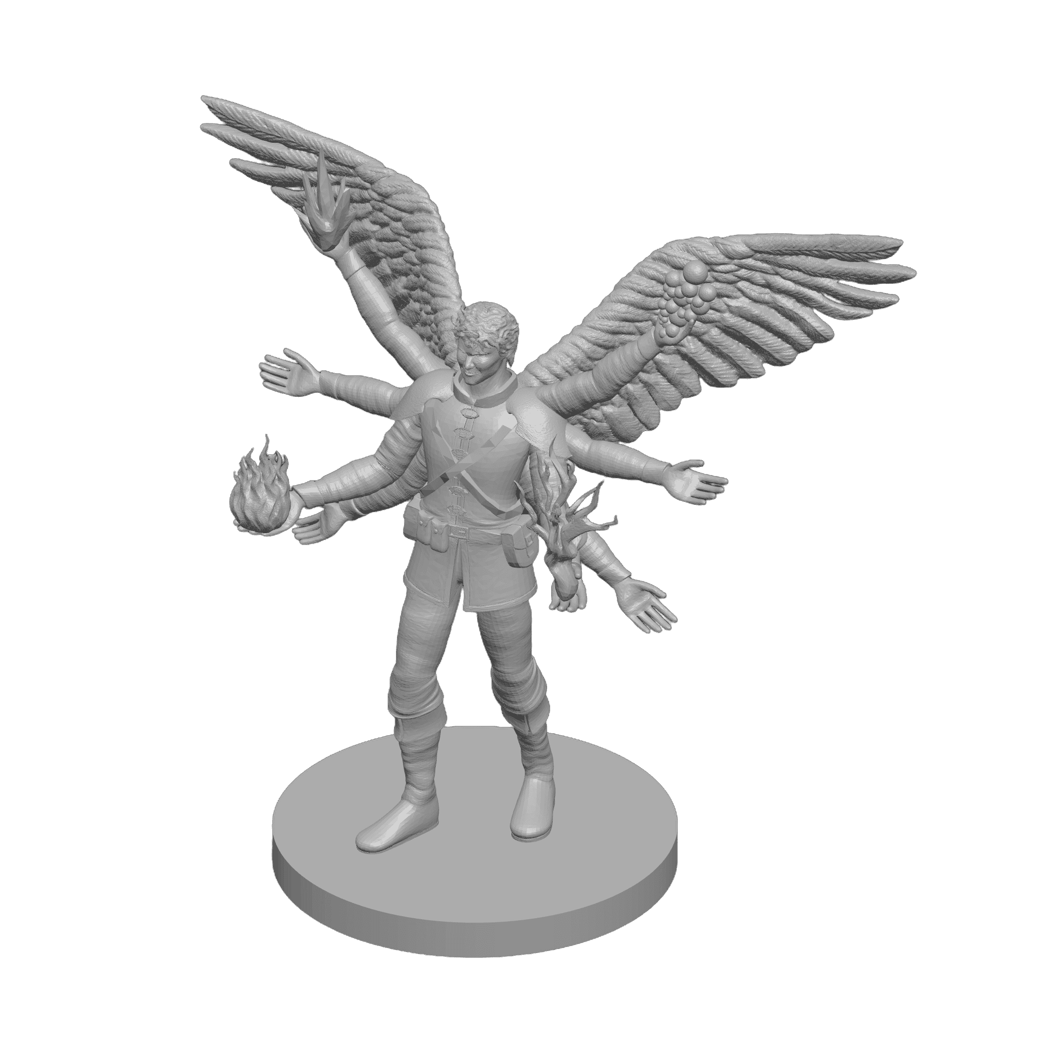 Aasimar Male Wild Magic Sorcerer with spectorial arms