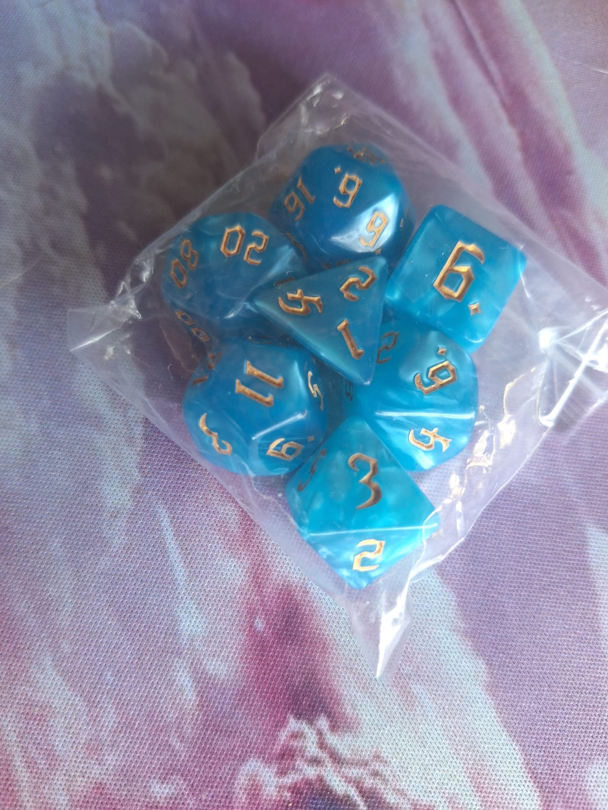 Set de Dados Celeste Candy - Dorado