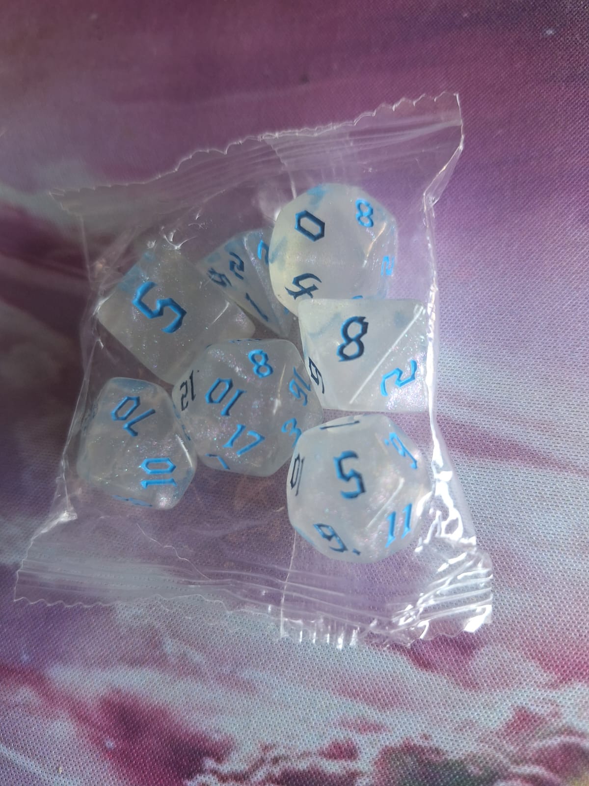 Set de Dados Translucido Glitter - Azul