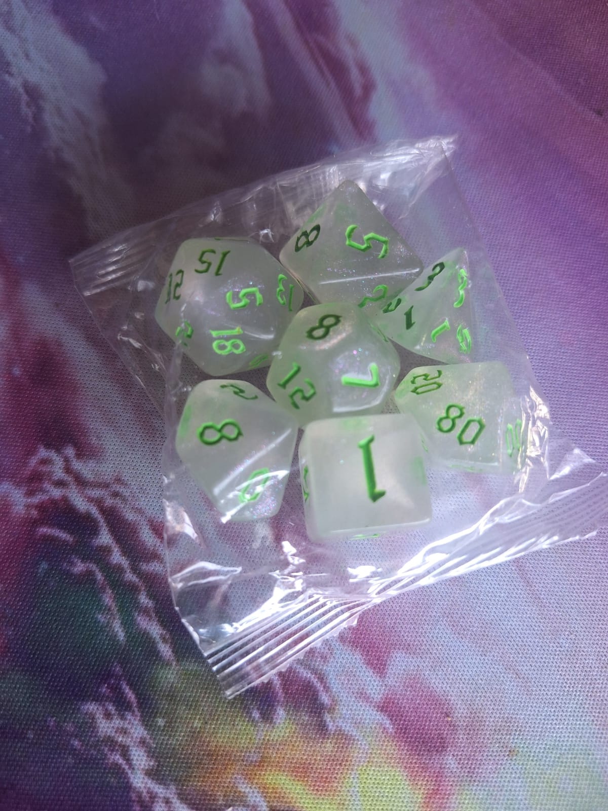 Set de Dados Translucido Glitter - Verde